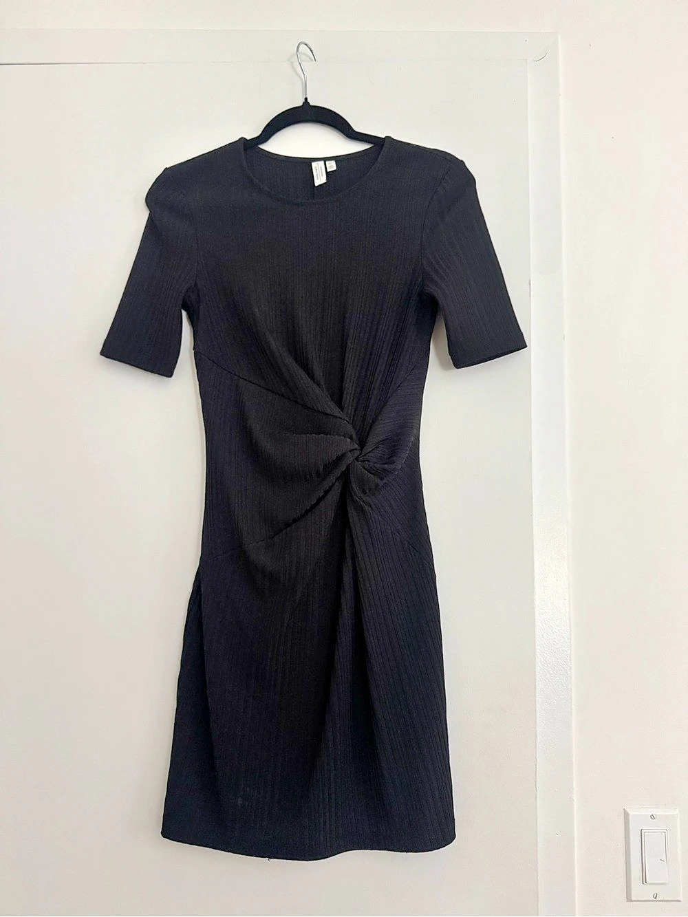 & Other Stories Knot-Detail Dress Black Ruched Mini Dress
